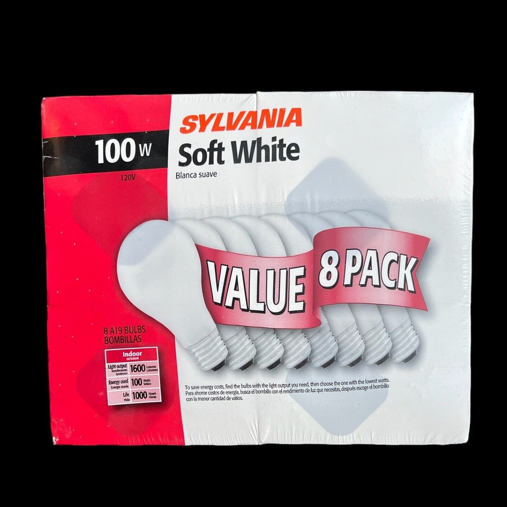 Sylvania 100W Incandescent Soft White Lightbulbs 8-Pack